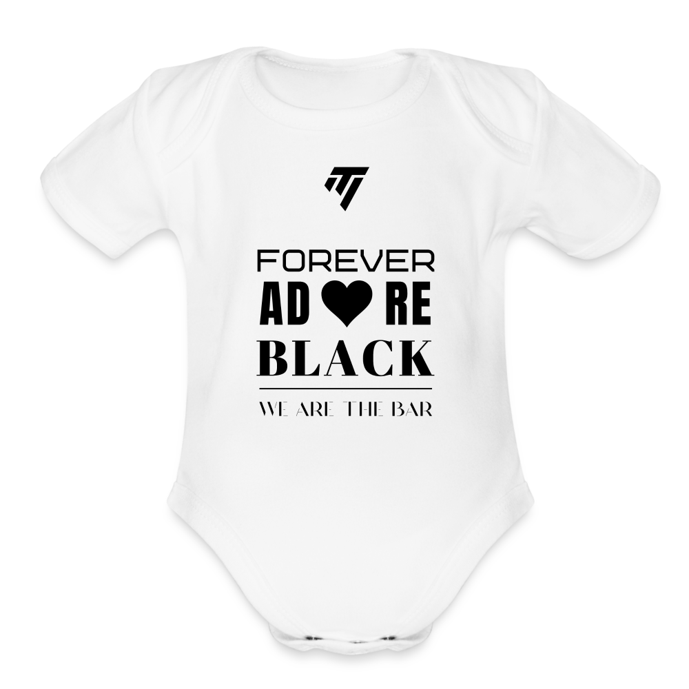 Organic We Are The Bar Short Sleeve Baby Bodysuit - white