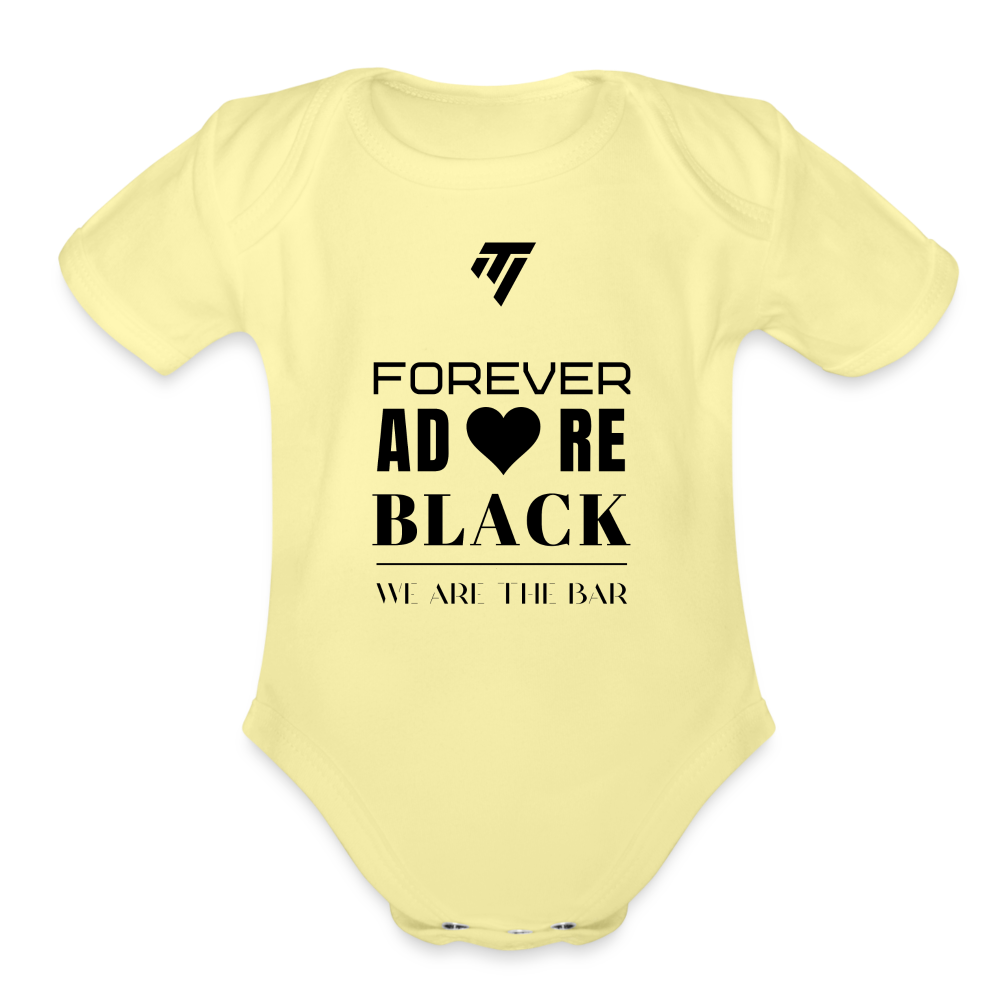 Organic We Are The Bar Short Sleeve Baby Bodysuit - washed yellow