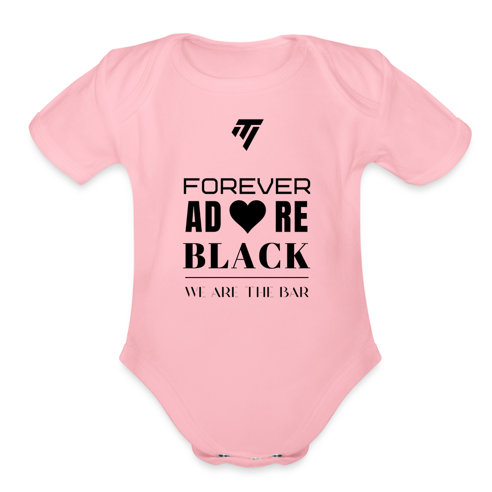 Organic We Are The Bar Short Sleeve Baby Bodysuit - light pink