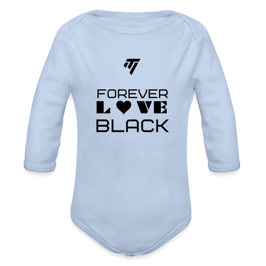 Organic Long Sleeve Graphic Baby Bodysuit - sky