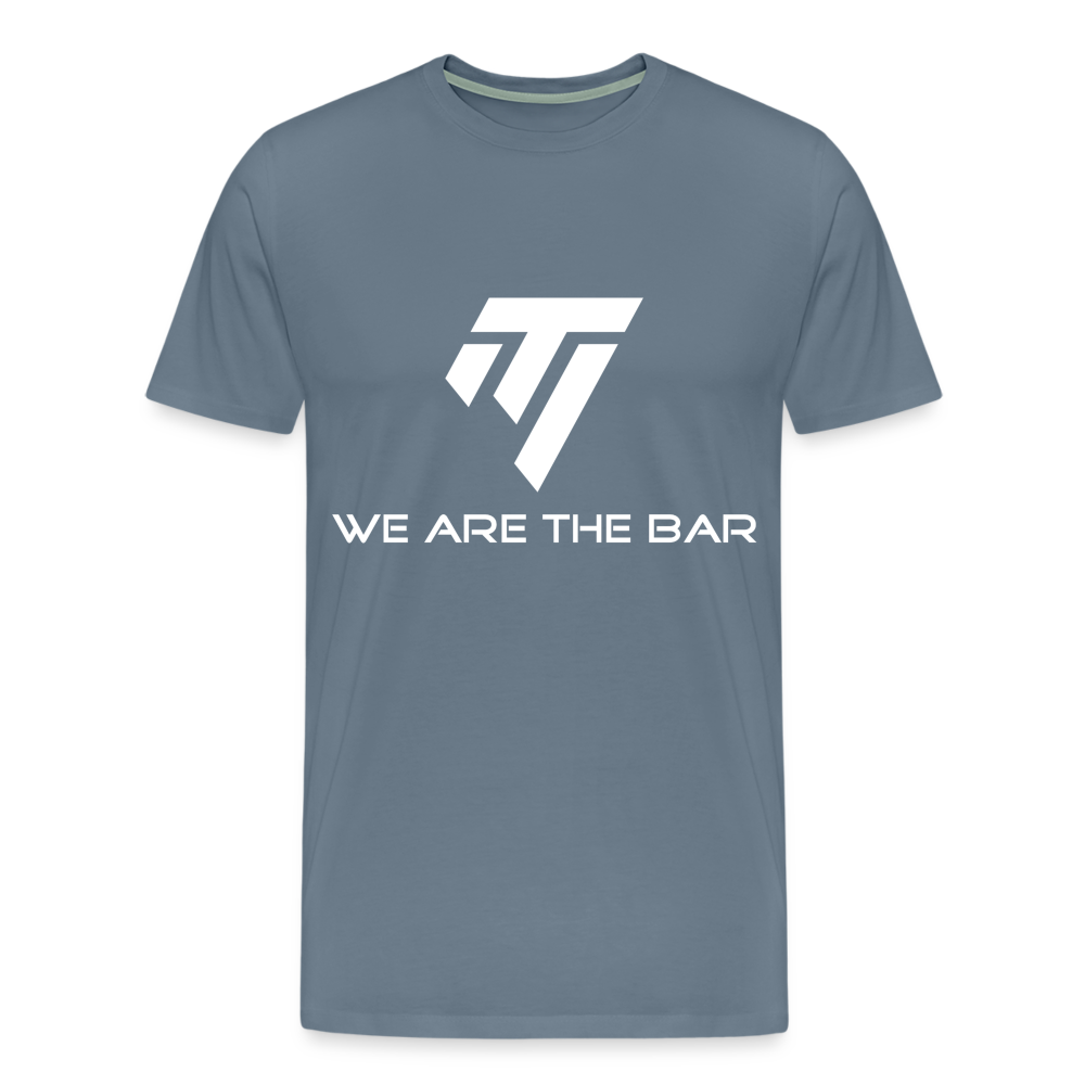 Men's Premium White Graphic T-Shirt - steel blue