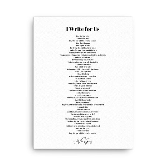 "I Write for Us" Thin Canvas Art